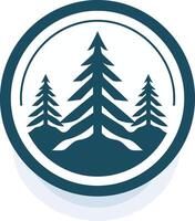 A forest icon with pine trees in the middle vector