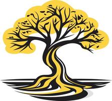 A tree with yellow leaves and black branches vector