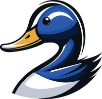 A blue duck with a yellow beak vector