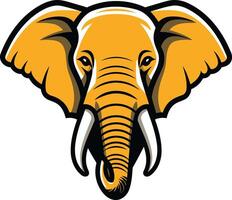 An elephant head with tusks on a white background vector