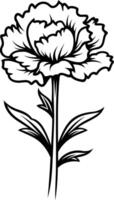 A flower is drawn in black and white on a white background vector
