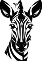 A zebra head is shown in black and white vector
