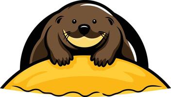 An otter sitting on a pile of food vector
