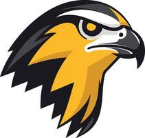 The head of an eagle is shown in a black and yellow color scheme vector