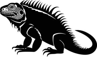An iguana is standing on its hind legs and has a long tail vector