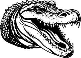 Alligator head with teeth and open mouth vector