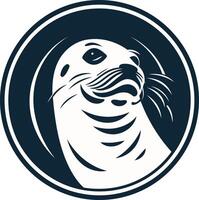 A seal head in a circle with a white background vector