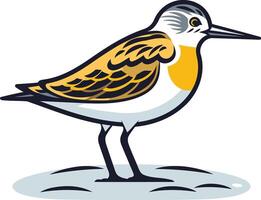 A bird with a yellow and black beak standing on the ground vector