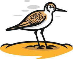 A bird standing on a sand dune with a cloud in the background vector