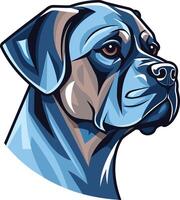 The head of a dog is shown in a cartoon style vector