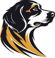 A dog head with a black and yellow color scheme vector