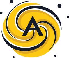 A logo with a yellow and black swirl vector