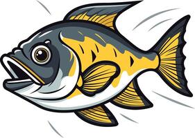A cartoon fish with a yellow and black body vector