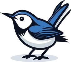 A blue and white bird with a long tail vector