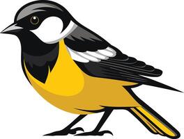 A black and yellow bird with a white beak vector