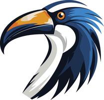A blue and white bird with an orange beak vector