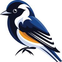A blue and orange bird with a white beak vector