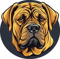 The head of a dog is shown in a circle vector