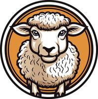 Sheep head in circle on white background vector