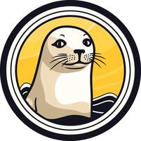 A seal in a circle with a yellow background vector