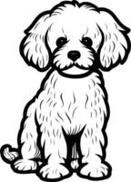 A dog sitting on a white background coloring page vector