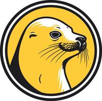A seal head in a circle on a white background vector