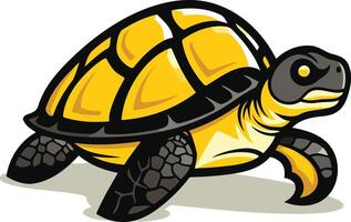A cartoon turtle with black and yellow shell vector