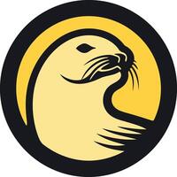 A seal head in a circle with a yellow background vector