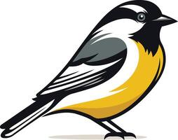 A black and yellow bird with a white beak vector