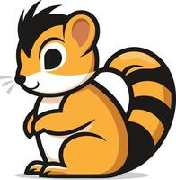 A cartoon squirrel with black and white stripes vector