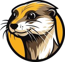 An otter head in a circle on a white background vector