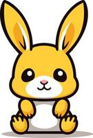 A cartoon rabbit sitting down with its ears up vector