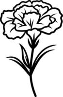 A flower is drawn in black and white on a white background vector