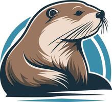 An otter is sitting on the ground and looking up vector