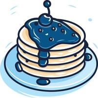 Pancakes with blueberry syrup and syrup illustration vector