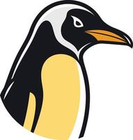 A penguin head with a yellow beak and black beak vector