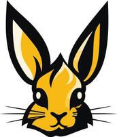 A rabbit head with black and yellow ears vector