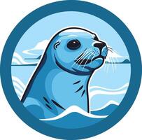 A seal in the water with waves in the background vector