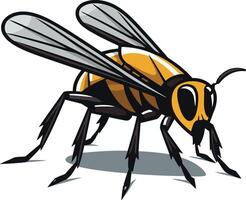 A cartoon fly with black and yellow wings vector