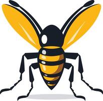 A yellow and black wasp with long wings vector
