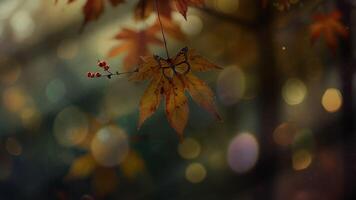 A serene autumn park path, lined with trees and covered in fallen leaves, creating a peaceful, seasonal atmosphere video