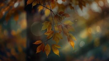 A serene autumn park path, lined with trees and covered in fallen leaves, creating a peaceful, seasonal atmosphere video