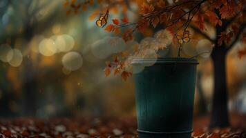 A serene autumn park path, lined with trees and covered in fallen leaves, creating a peaceful, seasonal atmosphere video