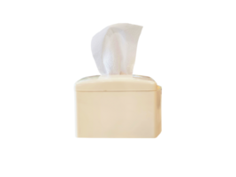 Front view of tissue box a tissue on it. on transparent background png
