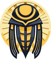 The egyptian helmet is shown in a yellow and black color vector