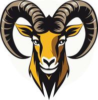 Head of ram with horns on isolated background vector