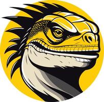 An iguana head with a black and yellow mohawk vector
