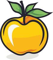 An apple with a green leaf on it vector