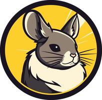A cartoon rabbit in a circle on a yellow background vector