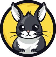 A cartoon rabbit sitting in a circle on a yellow background vector